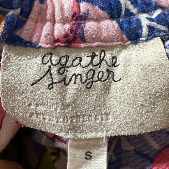 Anthropologie Agathe Singer Blue and Pink Patterned floral & cheetah Pants Set - Picture 4 of 5